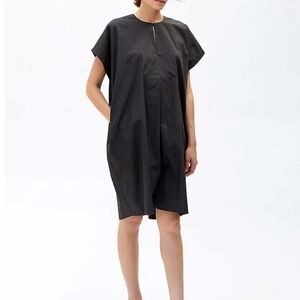 Charcoal Black Crane Crane Cotton Poplin Jumpsuit Black Oversized Romper Medium